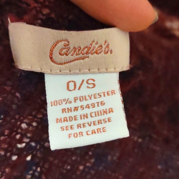 Candie's Flannel Fushia Maroon Triangle Blanket Scarf - Picture 4 of 6